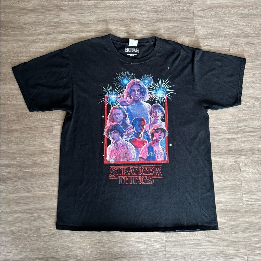 Stranger Things Black Graphic T-Shirt